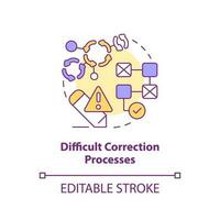 Difficult correction processes concept icon. Fixing incorrect data system. Quality abstract idea thin line illustration. Isolated outline drawing. Editable stroke vector