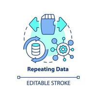 Repeating data concept icon. Massive information system. Big database strategy abstract idea thin line illustration. Isolated outline drawing. Editable stroke vector