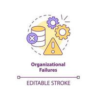 Organizational failures concept icon. Data management issue. Unproductive system abstract idea thin line illustration. Isolated outline drawing. Editable stroke vector