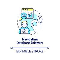 Navigating database software concept icon. Digital technology. Information management abstract idea thin line illustration. Isolated outline drawing. Editable stroke vector