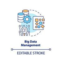 Big data management concept icon. Massive information storage. Optimization process abstract idea thin line illustration. Isolated outline drawing. Editable stroke vector