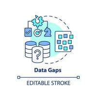 Data gaps concept icon. Missing information. Database management. Storage issue abstract idea thin line illustration. Isolated outline drawing. Editable stroke vector