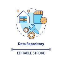 Data repository concept icon. Operation framework. Digital information storage abstract idea thin line illustration. Isolated outline drawing. Editable stroke vector