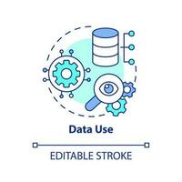 Data use concept icon. Information management strategy. Digital storage. Database abstract idea thin line illustration. Isolated outline drawing. Editable stroke vector