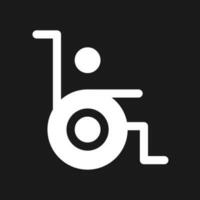 Person with disability dark mode glyph ui icon. Inclusion program. User interface design. White silhouette symbol on black space. Solid pictogram for web, mobile. Vector isolated illustration