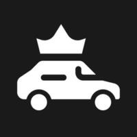 prima Taxi Servicio oscuro modo glifo ui icono. lujo automóviles usuario interfaz diseño. blanco silueta símbolo en negro espacio. sólido pictograma para web, móvil. vector aislado ilustración