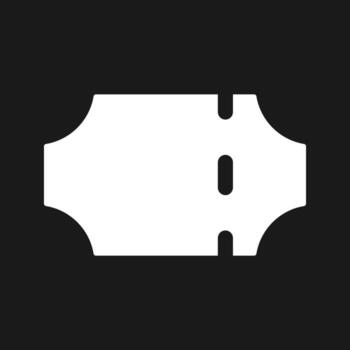 Ticket booking dark mode glyph ui icon. Voucher for loyal customer. User interface design. White silhouette symbol on black space. Solid pictogram for web, mobile. Vector isolated illustration