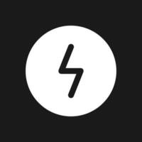 Dangerous current dark mode glyph ui icon. Electrical power control. User interface design. White silhouette symbol on black space. Solid pictogram for web, mobile. Vector isolated illustration