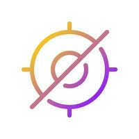 Crossed aim pixel perfect gradient linear ui icon. Focus on objects prohibition. Out of target process. Line color user interface symbol. Modern style pictogram. Vector isolated outline illustration