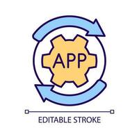 Software updating RGB color icon. App upgrading. Renew system. Install latest version. Digital solution. Isolated vector illustration. Simple filled line drawing. Editable stroke