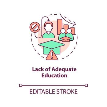Lack of adequate education concept icon. Challenge for inclusive development abstract idea thin line illustration. Isolated outline drawing. Editable stroke vector