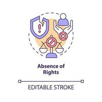 Absence of rights concept icon. Factor that contribute to contemporary slavery abstract idea thin line illustration. Isolated outline drawing. Editable stroke vector