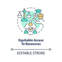 Equitable access to resources concept icon. Characteristic of inclusive development abstract idea thin line illustration. Isolated outline drawing. Editable stroke vector