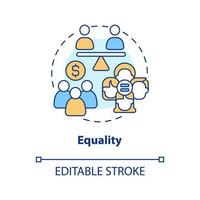 Equality concept icon. No discrimination. Element of inclusive growth index abstract idea thin line illustration. Isolated outline drawing. Editable stroke vector