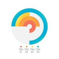 radial bar infografía gráfico diseño modelo con cuatro cuadrícula líneas. Progreso tasa. editable circular infochart con multi anillos visual datos presentado vector