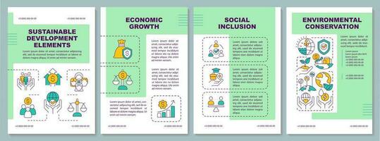 Fundamentals of sustainable development brochure template. Fair economy. Leaflet design with linear icons. Editable 4 vector layouts for presentation, annual reports