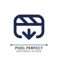 Import video file pixel perfect linear ui icon. Footage editing software. Media player application. GUI, UX design. Outline isolated user interface element for app and web. Editable stroke vector