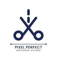 Trim pixel perfect linear ui icon. Video cutter software. Media player. Online crop tool. Change footage. GUI, UX design. Outline isolated user interface element for app and web. Editable stroke vector