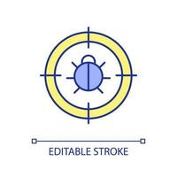 Virus scan RGB color icon. Web security. Antivirus software. Problem detection. Malware remover. Isolated vector illustration. Simple filled line drawing. Editable stroke