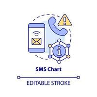 SMS chart concept icon. Emergency information channel. Way to stay tuned abstract idea thin line illustration. Isolated outline drawing. Editable stroke vector