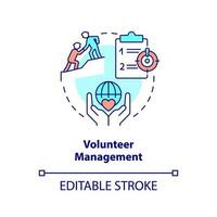 Volunteer management concept icon. Effective assistance. Public health preparedness abstract idea thin line illustration. Isolated outline drawing. Editable stroke vector