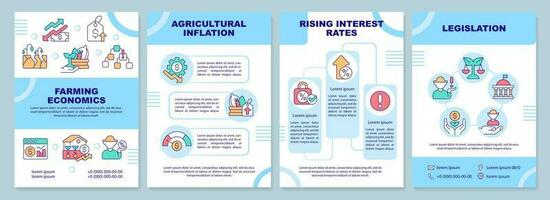 Farming economics turquoise brochure template. Agro management. Leaflet design with linear icons. Editable 4 vector layouts for presentation, annual reports