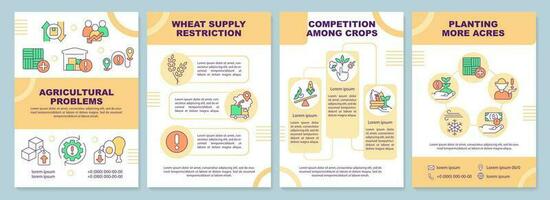 Agricultural problems orange brochure template. Farm issues. Leaflet design with linear icons. Editable 4 vector layouts for presentation, annual reports