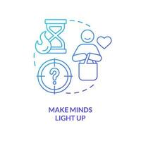 Make consumer minds light up concept blue gradient icon. Boost positive customer emotions. Improve experience abstract idea thin line illustration. Isolated outline drawing vector