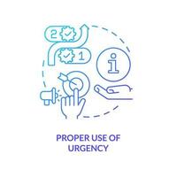 Right use of urgency concept blue gradient icon. Marketing psychology tactic. Boost interaction. Solve issues abstract idea thin line illustration. Isolated outline drawing vector