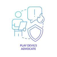 Play devil advocate concept blue gradient icon. Take opposing viewpoint. Deal with untypical issues abstract idea thin line illustration. Isolated outline drawing vector