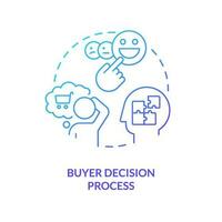 Buyer making decision process concept blue gradient icon. Purchase intention. Consumers psychology behavior abstract idea thin line illustration. Isolated outline drawing vector