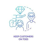 Keep customers on toes concept blue gradient icon. Encourage consumer engagement. Target audience retention abstract idea thin line illustration. Isolated outline drawing vector