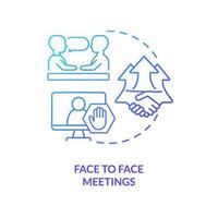 Face to face meetings concept blue gradient icon. Personal communication. Effective interaction with customers abstract idea thin line illustration. Isolated outline drawing vector