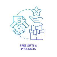 Free gifts and products concept blue gradient icon. Exclusive proposition. Loyalty program. Member benefits abstract idea thin line illustration. Isolated outline drawing vector