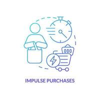 compulsivo compra concepto azul degradado icono. comprando comportamiento. inesperado compras. ventas psicología resumen idea Delgado línea ilustración. aislado contorno dibujo vector