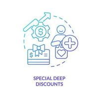 Special deep discounts concept blue gradient icon. Flash sale. Loyalty program. Exclusive member advantages abstract idea thin line illustration. Isolated outline drawing vector