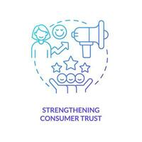 Strengthening consumer trust concept blue gradient icon. Improve brand loyalty. Building company reputation abstract idea thin line illustration. Isolated outline drawing vector