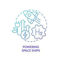 Powering spacecraft blue gradient concept icon. Green fuel. Advantage of hydrogen energy usage abstract idea thin line illustration. Isolated outline drawing vector