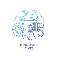 Long usage times blue gradient concept icon. Carbon free economy. Renewable power. Hydrogen benefit abstract idea thin line illustration. Isolated outline drawing vector