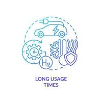 Long usage times blue gradient concept icon. Carbon free economy. Renewable power. Hydrogen benefit abstract idea thin line illustration. Isolated outline drawing vector