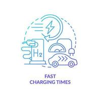 Fast charging time blue gradient concept icon. Green energy. Hydrogen fueled vehicle benefit abstract idea thin line illustration. Isolated outline drawing vector