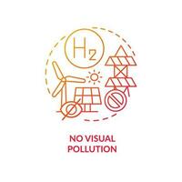 Visual pollution free red gradient concept icon. Clean energy solution. H2 fuel cells advantage abstract idea thin line illustration. Isolated outline drawing vector