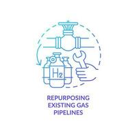 Repurpose existing gas pipelines blue gradient concept icon. Adjustment. Renewable energy equipment abstract idea thin line illustration. Isolated outline drawing vector