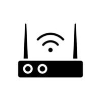 Internet black glyph icon. Hotspot. Wireless connection. Cyberspace access. Public utility. Electronic appliance. Silhouette symbol on white space. Solid pictogram. Vector isolated illustration