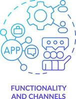 Functionality and channels blue gradient concept icon. Customer engagement platform feature abstract idea thin line illustration. Isolated outline drawing vector