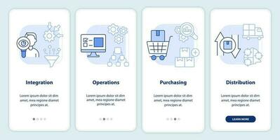 elementos de scm ligero azul inducción móvil aplicación pantalla. recorrido 4 4 pasos editable gráfico instrucciones con lineal conceptos. ui, ux, gui plantilla vector