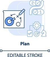 Plan light blue concept icon. Control processes. Component of supply chain management abstract idea thin line illustration. Isolated outline drawing. Editable stroke vector