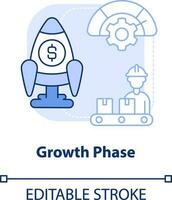 Growth phase light blue concept icon. Business development. Product lifecycle stage abstract idea thin line illustration. Isolated outline drawing. Editable stroke vector