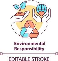 Environmental responsibility concept icon. Type of CSR abstract idea thin line illustration. Integrating sustainability. Isolated outline drawing. Editable stroke vector