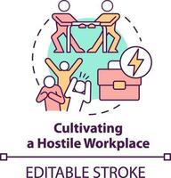 Cultivating hostile workplace concept icon. Unethical organizational behavior abstract idea thin line illustration. Isolated outline drawing. Editable stroke vector